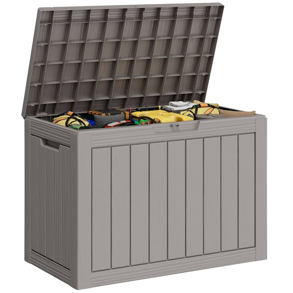 Bifanuo 45 Gallon Deck Box Lockable Resin Outdoor Storage Box Waterproof Outdoor Container for Patio Furniture Cushions, Pillow,Gray