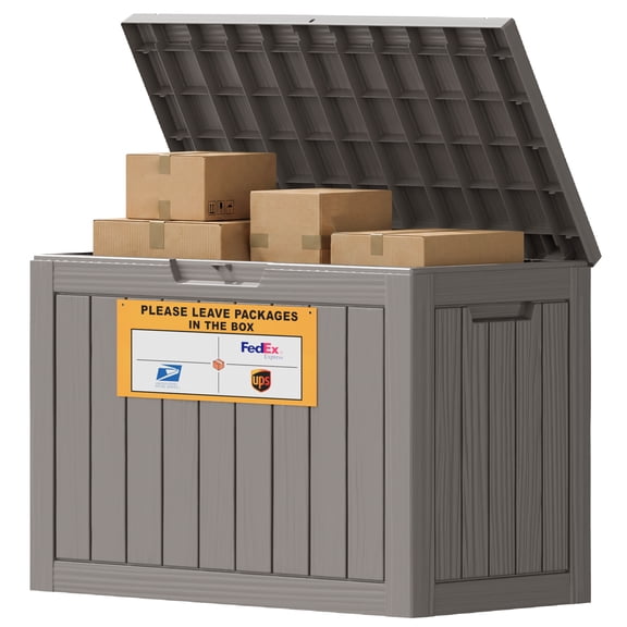 Bifanuo 50 Gallon Outdoor Package Delivery Box with Lockable, Resin, Waterproof & Weatherproof Secure Parcel Drop Box for Porch, Outside Storage Boxes(Gray)