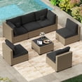 thumbnail image 1 of LHBcraft 7-Piece Outdoor Patio Furniture Set, All-Weather PE Rattan Sectional Sofa with Cushions and Coffee Table(YE-BK), 1 of 9
