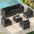 thumbnail image 1 of LHBcraft 7-Piece Outdoor Patio Furniture Set, All-Weather PE Rattan Sectional Sofa with Cushions and Coffee Table, 1 of 9