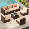 thumbnail image 1 of LHBcraft 7-Piece Outdoor Patio Furniture Set, All-Weather PE Rattan Sectional Sofa with Cushions and Coffee Table, 1 of 9