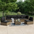 thumbnail image 1 of Bifanuo 7 Piece Patio Furniture Set, Outdoor Furniture Patio Sectional Sofa, All Weather PE Rattan Outdoor Sectional with Black Cushion and Coffee Table., 1 of 8