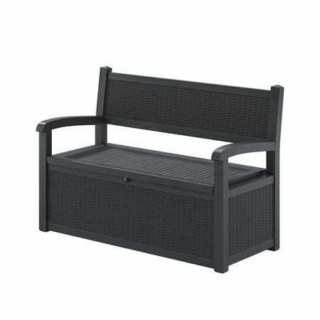 Bifanuo 70 Gallon Storage Bench Deck Box for Patio Furniture with Armrest Bench Outdoor Storage Water-Resistant Deck Box for Garden Tools,Pool Storage and Outdoor Cushions,Black