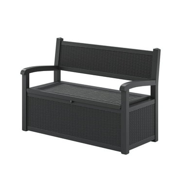 Bifanuo 70 Gallon Storage Bench Deck Box for Patio Furniture with Armrest Bench Outdoor Storage Water-Resistant Deck Box for Garden Tools,Pool Storage and Outdoor Cushions,Black