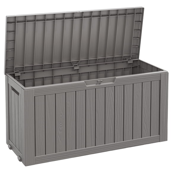 Bifanuo 75 Gallon Deck Box - Lockable Waterproof Resin Outdoor Storage -Gray