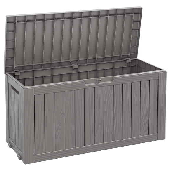Bifanuo 75 Gallon Deck Box - Lockable Waterproof Resin Outdoor Storage -Gray
