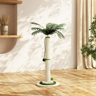 Bifanuo Cat Scratching Post, Decorative Cat Scratch Post with Hanging Ball and Spring-Loaded Ball, Simulated Cat Tree, 3-Layer Reinforced Sisal Scratching Board, for Large Cats and Kittens(Beige)