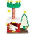thumbnail image 1 of LHBCraft Christmas Cat Tree, 33.5" Multi-Level Cat Tower with Cat Condos, Top Perches, Sisal Ramp Scratching Posts, Cozy Basket, Hammocks, Large Cat Pet Activity Structure, 1 of 7