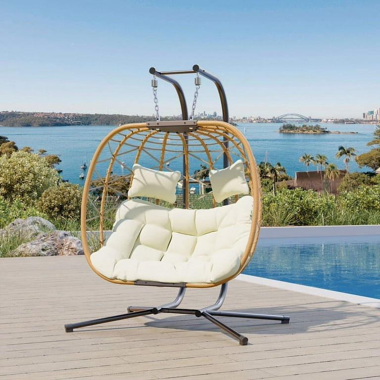 Bifanuo Double Wicker Swing Egg Chair Hammock Foldable