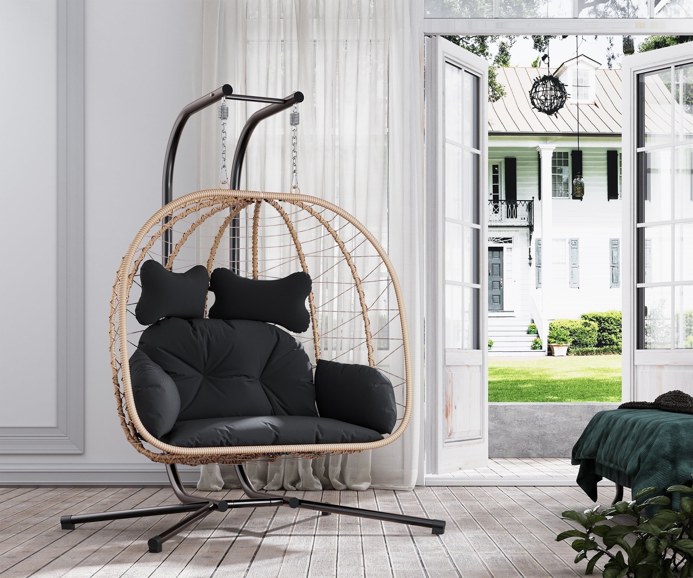 Bifanuo Hammock Chair with Removable Cushions, Yellow and Bifanuo Hammock Chair with Removable Cushions, Yellow and