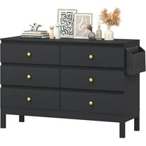 Bifanuo Dresser for Bedroom with 6 Drawers, Modern Chest of Drawers for Storage and Organization, Wood Tabletop for Bedroom, Living Room, Hallway,Black