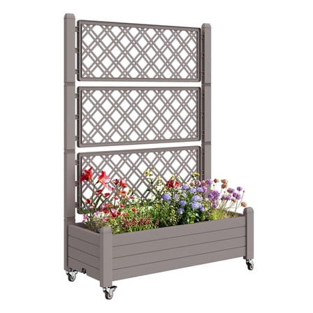 Bifanuo Durable Resin Raised Garden Bed for Flowers, Vegetables, and Herbs - Perfect for Backyard, Patio, and Balcony(Grey)