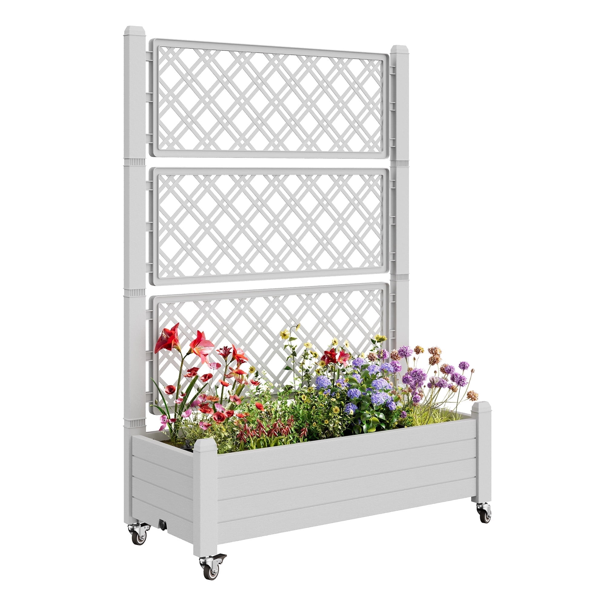 Bifanuo Durable Resin Raised Garden Bed for Flowers, Vegetables, and Herbs - Perfect for Backyard, Patio, and Balcony(White)