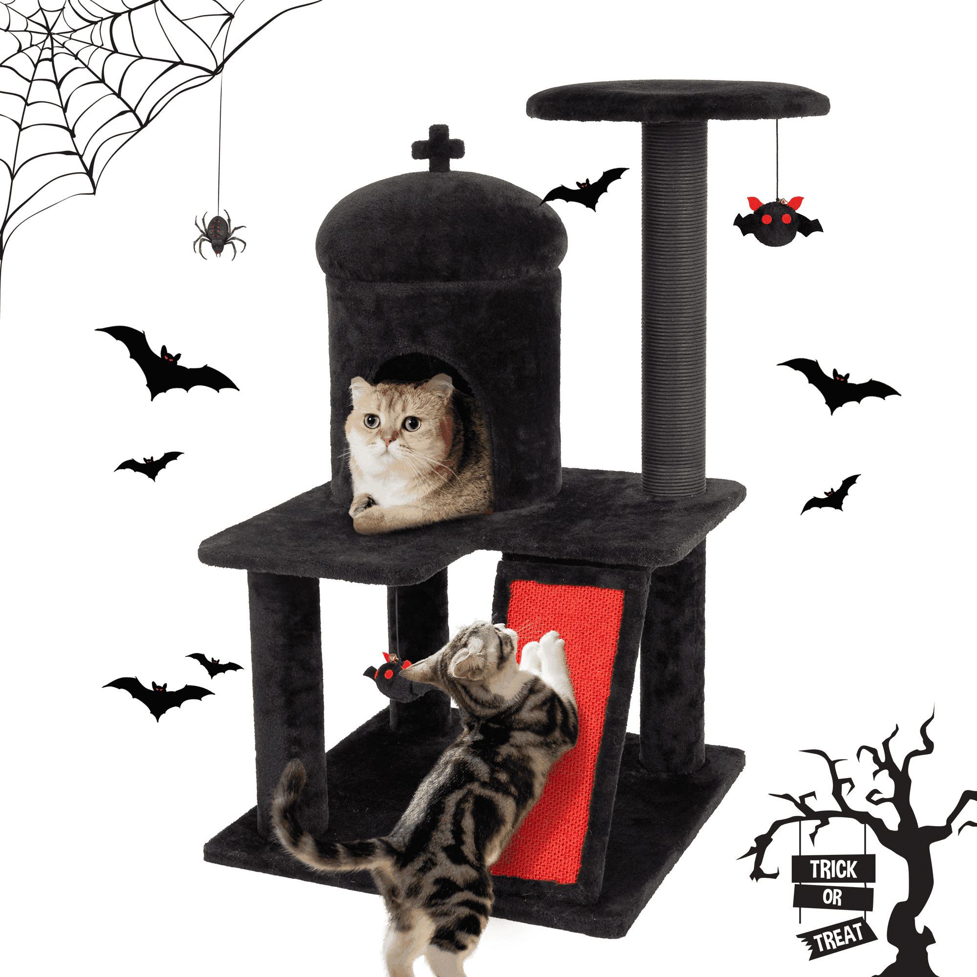 Bifanuo Gothic Cat Tree, 36.4" Black Cat Towe
