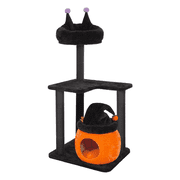 Bifanuo Gothic Cat Tree, 44.8" Black Cat Tower for Indoor Cats with Large Cat Condo, Cat Scratching Post, for Small-Medium Cats