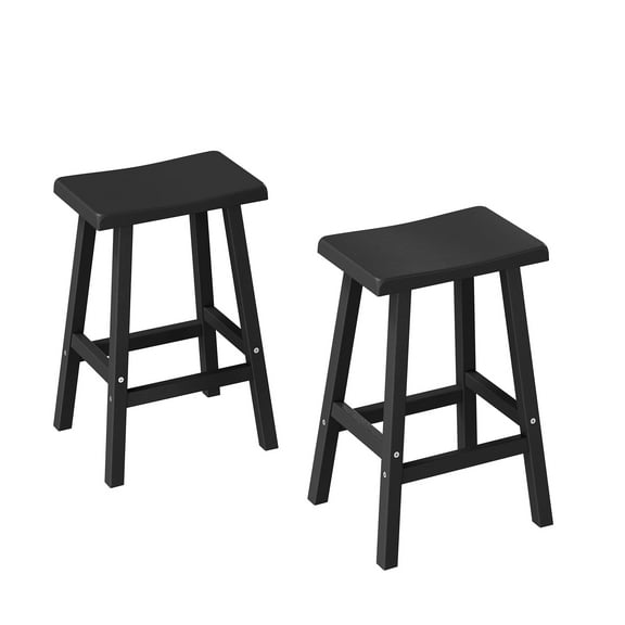 Bifanuo HDPE Outdoor Bar Stools Set of 2, 24" Modern Resin Bar Height Chairs with Footrest, Weatherproof & Ergonomic Barstools for Patio, Deck, Poolside & Indoor, Black (24'')