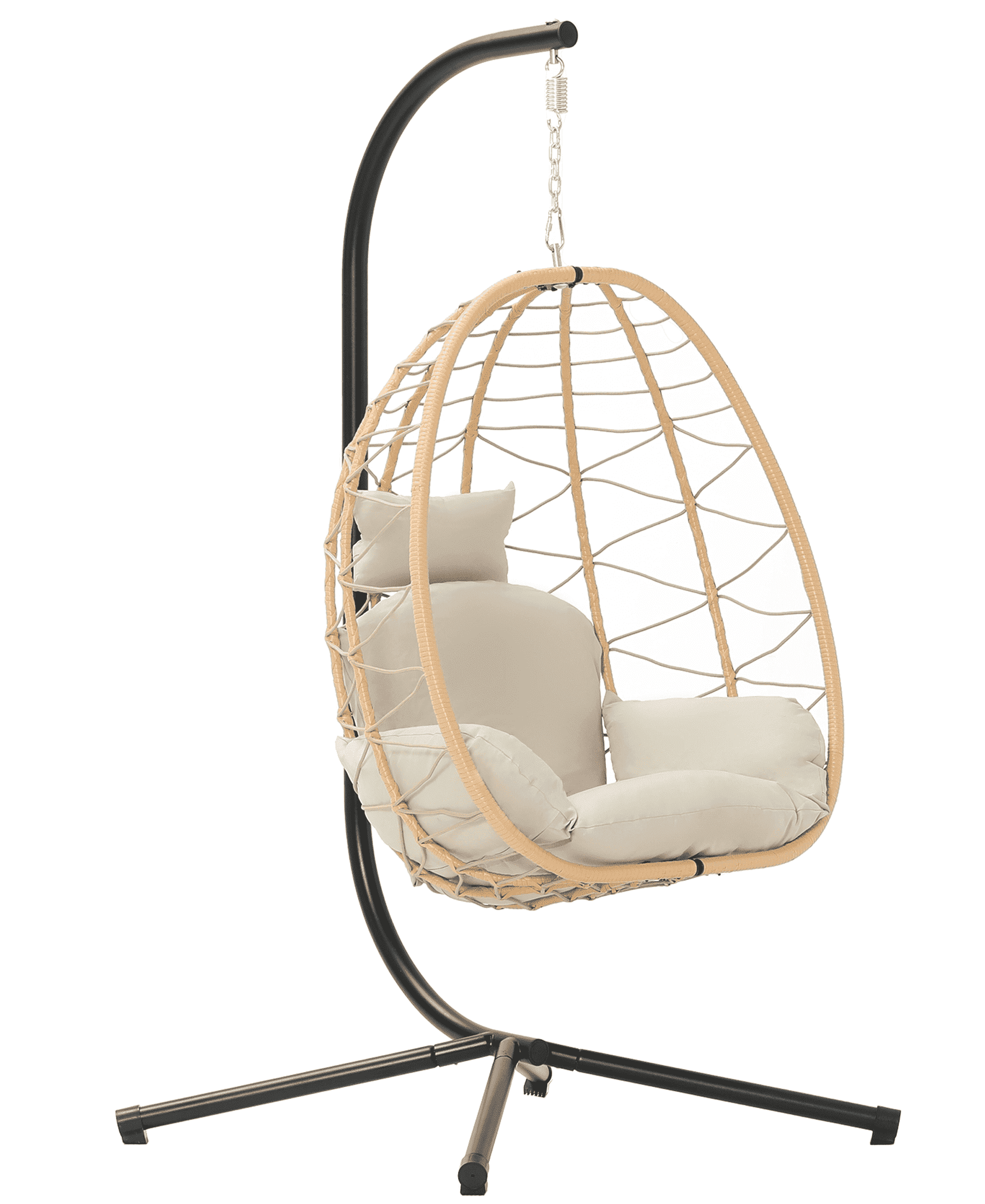 Bifanuo Indoor Outdoor Wicker Swing Egg Chair Hammock Hanging Nest Basket Stand UV Resistant Removable Washable Cushions 350LB Capacity Bedroom Balco