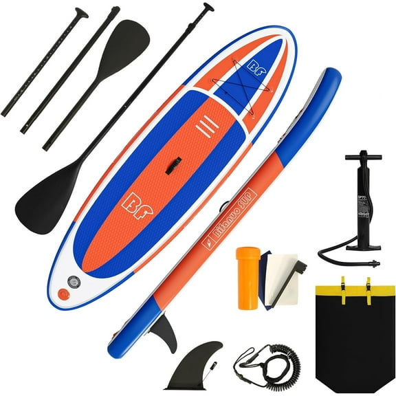 Bifanuo Inflatable Stand Up Paddle Board with SUP Accessories & Backpack. Paddle Boards for Adults. Non-Slip Deck, Wide Stance, Bottom Fin, Double Action Pump.