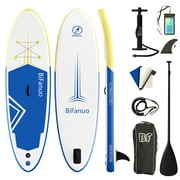 Bifanuo 10' Inflatable Stand Up Paddle Board with SUP Accessories & Backpack - Paddle Boards for Adults, Non-Slip Deck, Wide Stance, Bottom Fin, Double Action Pump