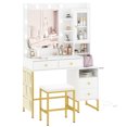 Bifanuo Makeup Vanity Desk with Mirror and Lights, Vanity Desk with