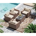 thumbnail image 1 of Bifanuo Outdoor 6 Piece Modular Outdoor Set Wicker Patio Furniture Conversation Sofa Set，Suitable for Porch, Balcony and Deck (Yellow and Beige), 1 of 7