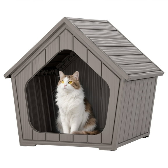 Bifanuo Weatherproof Outdoor Cat House - Insulated Resin Shelter for Indoor & Feral Cats