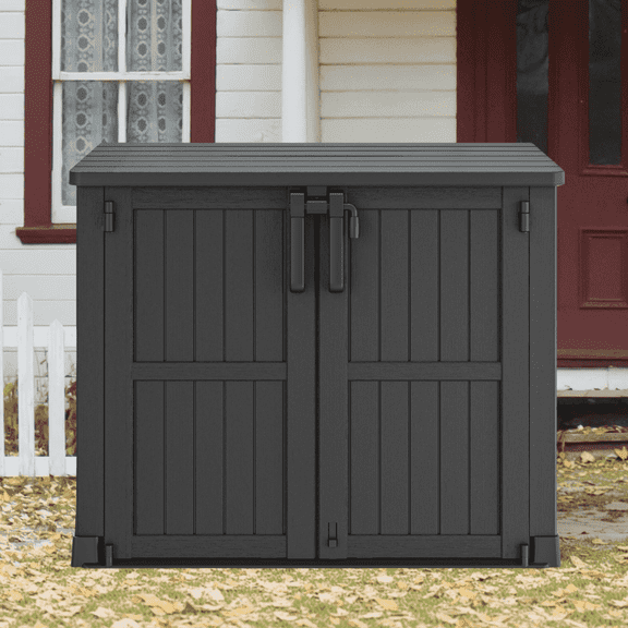Bifanuo Outdoor Resin Storage Shed 34 Cu.ft Garden Storage Extra Large Capacity Weather Resistant Storage Box, Lockable Resin Waterproof Shed for Bike, Lawnmowe, Garden Tools