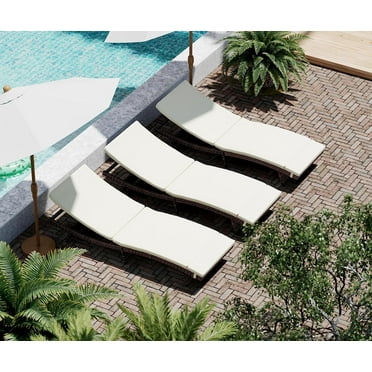 Bifanuo Wicker Chaise Patio Lounge Chair, 5 Position Adjustable Backrest and Cushions Outdoor PE Rattan Wicker Lounge Chair (1 pcs)