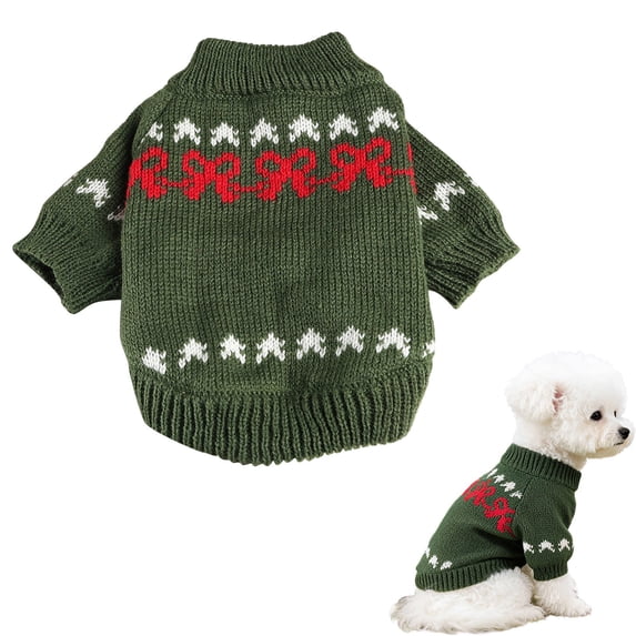 Bifavgk Christmas Dog Sweater, Warm Knit Turtleneck Puppy Pullover, Winter Holiday Pet Clothes for Small & Medium Dogs