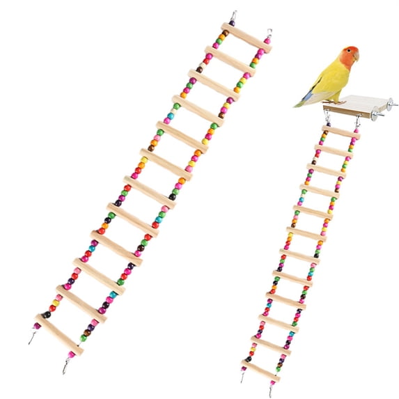 Bifavgk Colorful Flexible Parrot Ladder Bridge, Wooden Hanging Climbing Swing Toy, Bird Cage Perch for Cockatiel Budgie Parakeet Conure Chewing Exercise