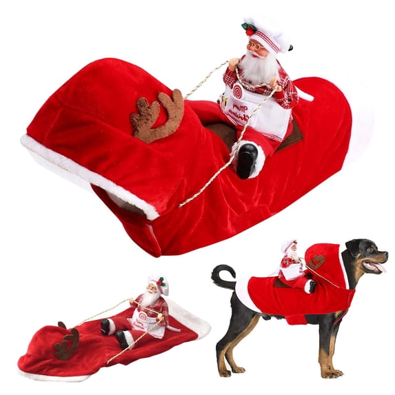Bifavgk Funny Santa Rider Dog Costume, Dog Christmas Outfit, Santa Riding Pet Cosplay Costume for Christmas Party Holiday Photo Props, Fits Small Medium Dogs