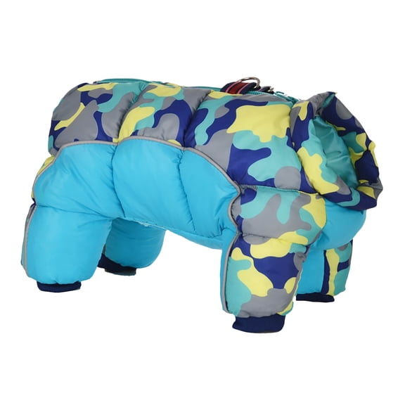 Bifavgk Winter Four-Legged Dog Coat, Camouflage Waterproof Windproof Cold-Resistant Pet Jacket, Warm Down-Like Cotton Clothing for Small & Medium Dogs