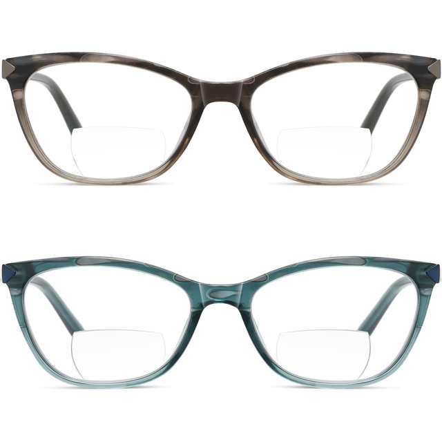 Bifocal Reading Glasses Women Cat Eye Blue Light Blocking Computer