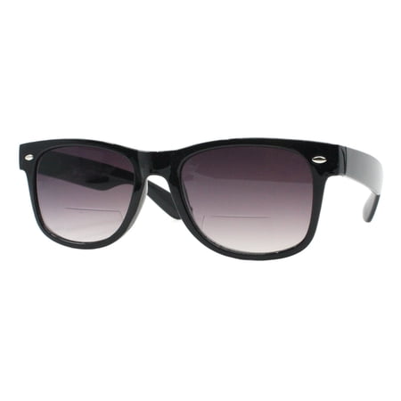 Bifocal Reading Sunglasses Classic Square Frame Spring Hinge Black +1