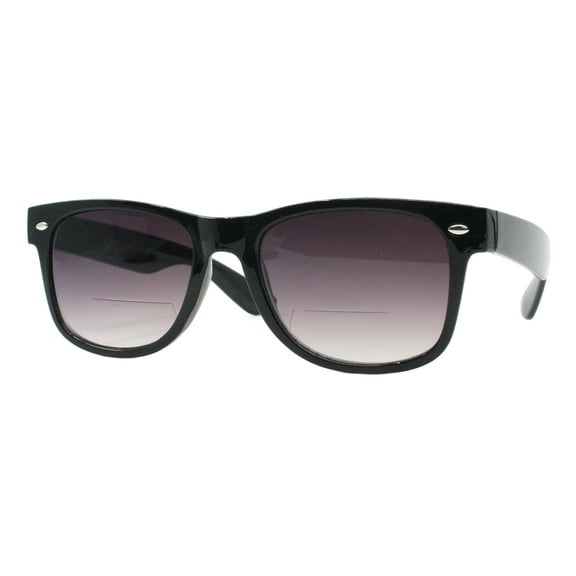 Bifocal Reading Sunglasses Classic Square Frame Spring Hinge Black +2