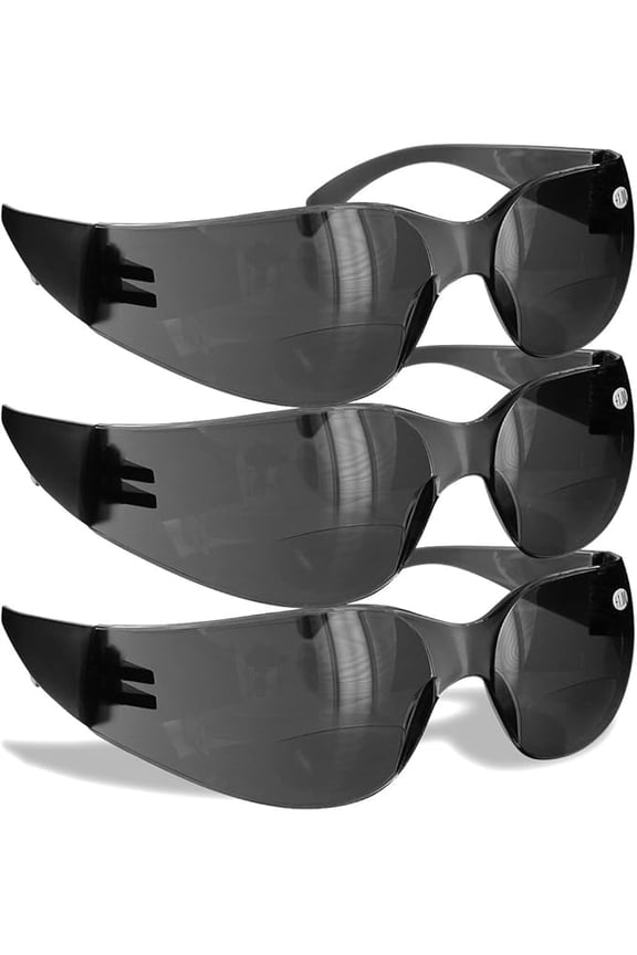 Bifocal Safety Glasses Frameless Lightweight Design | Wraparound Lens | ANSI Z87.1+ | Built-In Readers