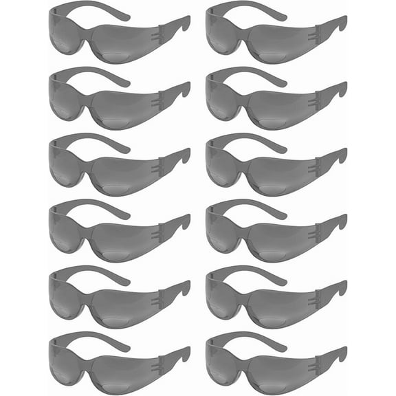 Bifocal Safety Glasses Frameless Lightweight Design | Wraparound Lens | ANSI Z87.1+ | Built-In Readers