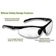 Bifocal Safety Glasses SB-9000 PS Clear, +2.00