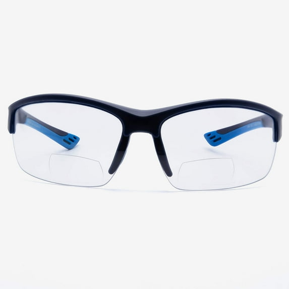 Bifocal Safety Glasses with Readers TR90 Wrap Around Sport Magnifying Safety Reading Protective Goggles for Men and Women Chieti in Blue 2.50