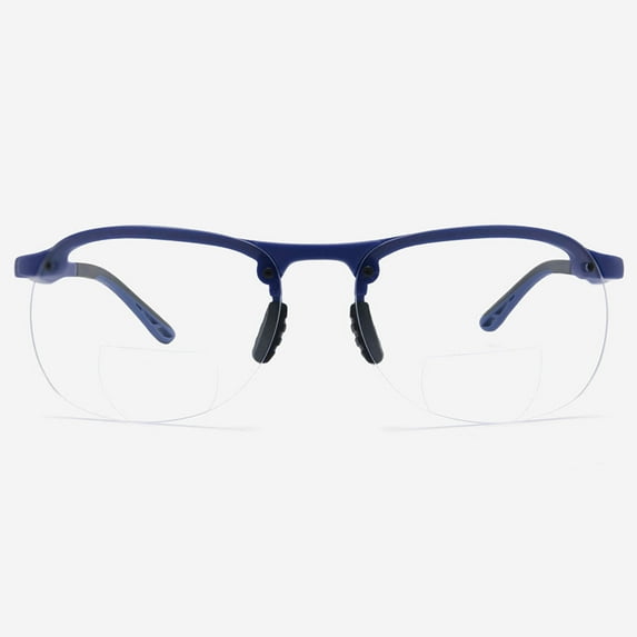 Bifocal Safety Glasses with Readers TR90 Wrap Around Sport Magnifying Safety Reading Protective Goggles for Men and Women Como in Blue 3.00