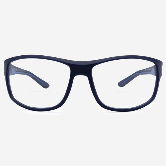 Bifocal Safety Glasses with Readers Wrap Around Sport Magnifying Safety Reading Protective Goggles for Men and Women Bari in Blue 2.00