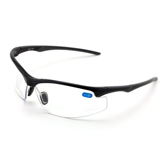 Bifocal Sport Protective Safety Glasses Bi-focal - Clear Lens Reader Reading - Ansi Z87.1 Certified 3.50