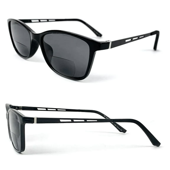 Bifocal Sun Readers Classic Frame Geek Retro Style Reading Sunglasses Black (+2.00)