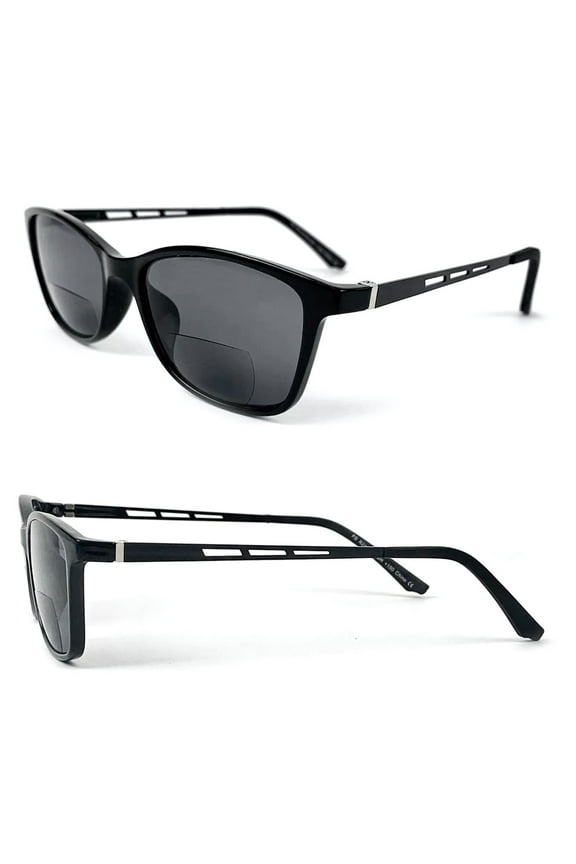 Bifocal Sun Readers Classic Frame Geek Retro Style Reading Sunglasses Black (+3.00)