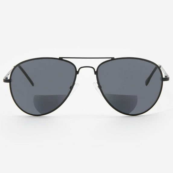 Bifocal Sunglasses for Men and Women - Reader Sunglasses with Bifocals - Aviator Reading Sun Glasses with Built In Readers - Milan by VITENZI in Black 1.50