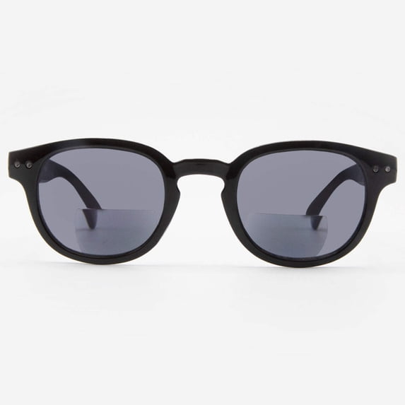 Bifocal Sunglasses for Men and Women - Reader Sunglasses with Bifocals - Round Reading Sun Glasses with Built In Readers - Lucca by VITENZI in Black 1.50