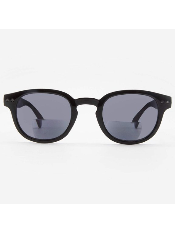 Bifocal Sunglasses for Men and Women - Reader Sunglasses with Bifocals - Round Reading Sun Glasses with Built In Readers - Lucca by VITENZI in Black 2.25