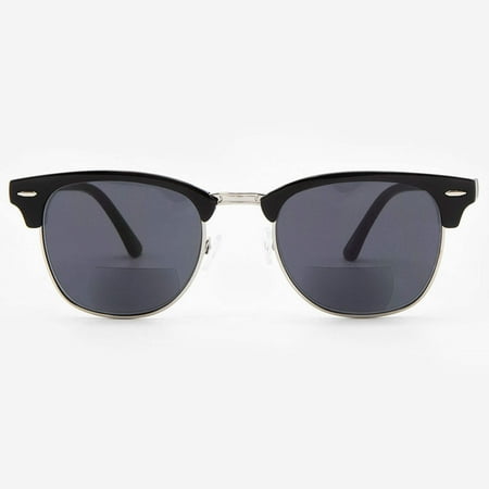 Bifocal Sunglasses for Men and Women - Reader Sunglasses with Bifocals - Semi Rimless Browline Reading Sun Glasses with Built In Readers - Tivoli by VITENZI in Black 2.75