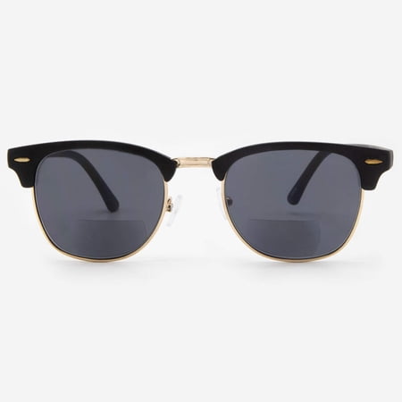 Bifocal Sunglasses for Men and Women - Reader Sunglasses with Bifocals - Semi Rimless Browline Reading Sun Glasses with Built In Readers - Tivoli by VITENZI in Matte Black 2.00