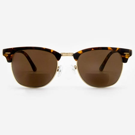 Bifocal Sunglasses for Men and Women - Reader Sunglasses with Bifocals - Semi Rimless Browline Reading Sun Glasses with Built In Readers - Tivoli by VITENZI in Tortoise 3.00